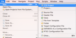 Create a new CCS project from the file menu.