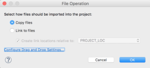 Copy into project confirmation dialog, choose copy and press OK.