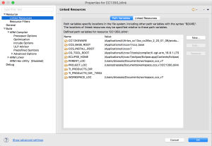 Linked Resources after adding the CC13XXWARE variable.