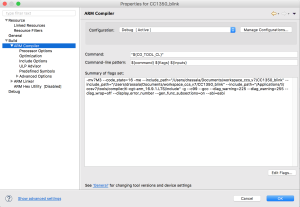 ARM Compiler settings with updated Build Flags.