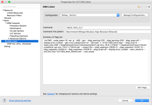 ARM Linker settings with updated Build Flags.